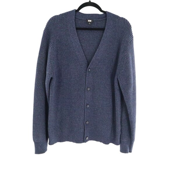 Uniqlo Cardigan Womens M Navy Boho Transitional Academia Normcore Work Wear Warm - Picture 1 of 14